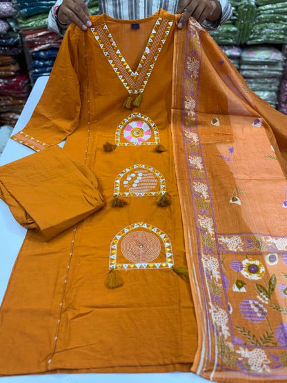 Stylish Embroidered Jaipuri Cotton Kurta Set