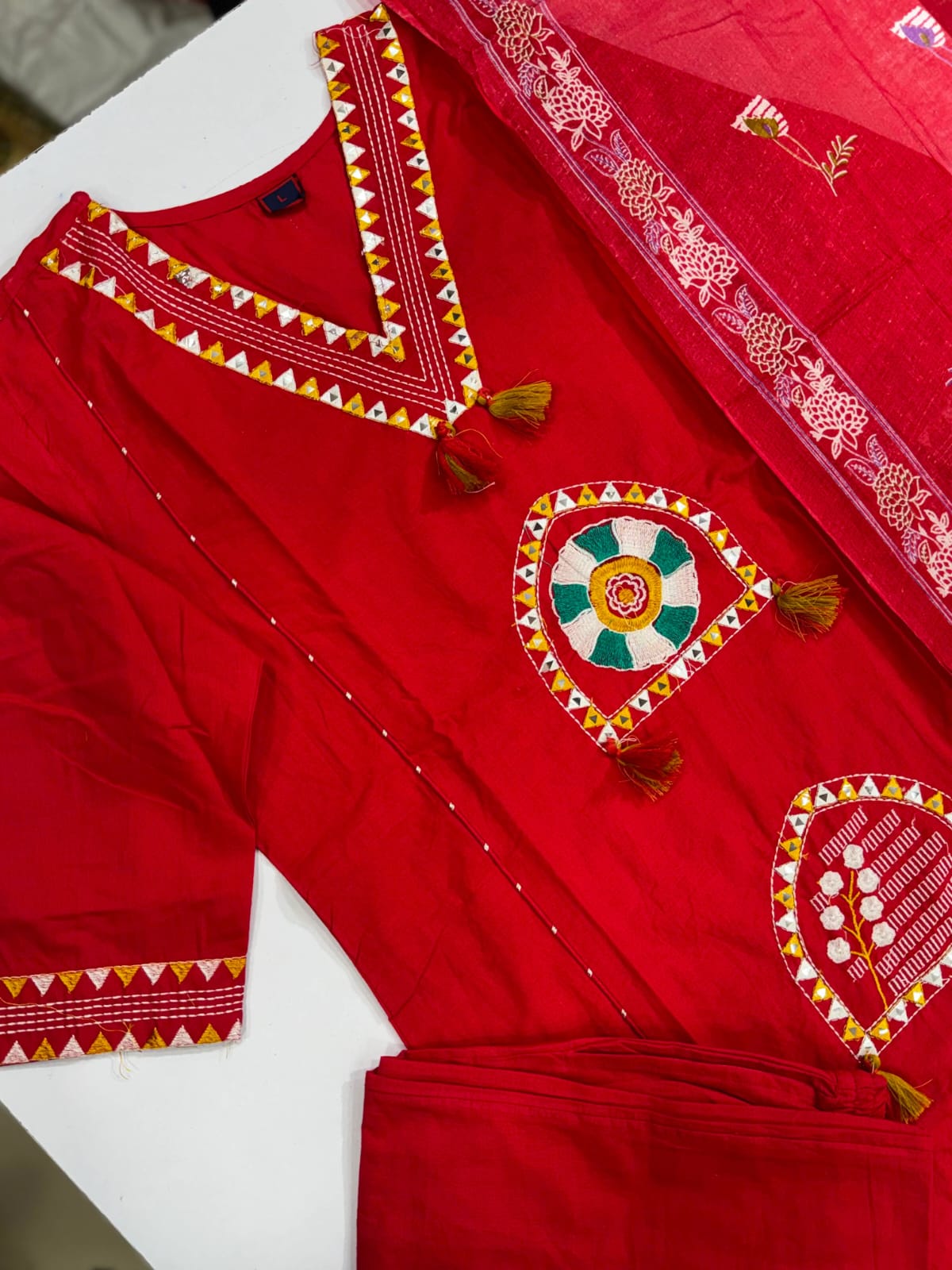 Stylish Embroidered Jaipuri Cotton Kurta Set