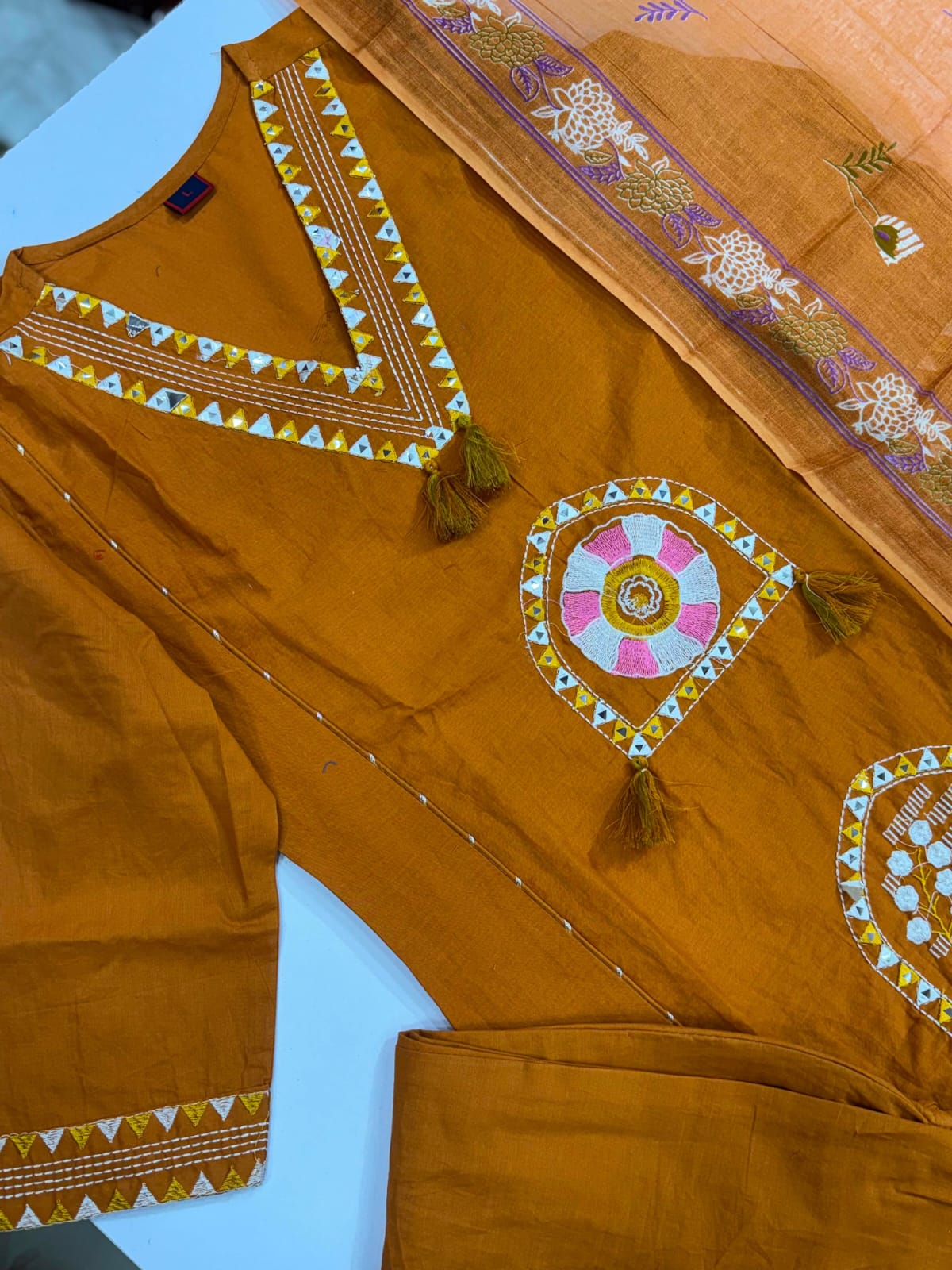 Stylish Embroidered Jaipuri Cotton Kurta Set