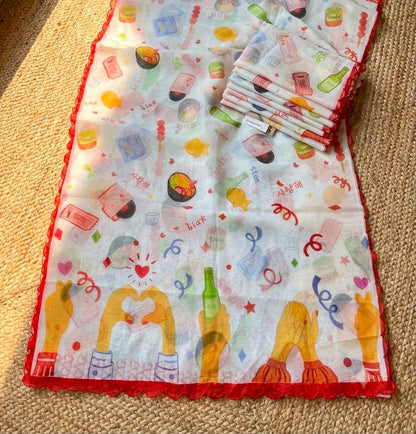Vibrant Printed Chanderi Cotton Saree