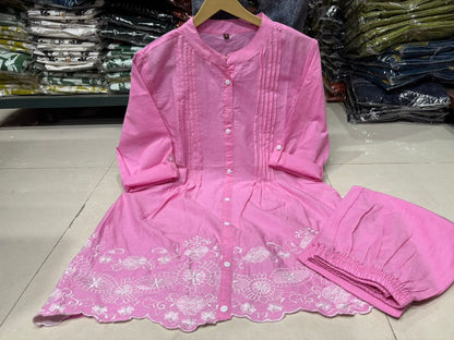 Elegant Embroidered Cotton Co-ord Set