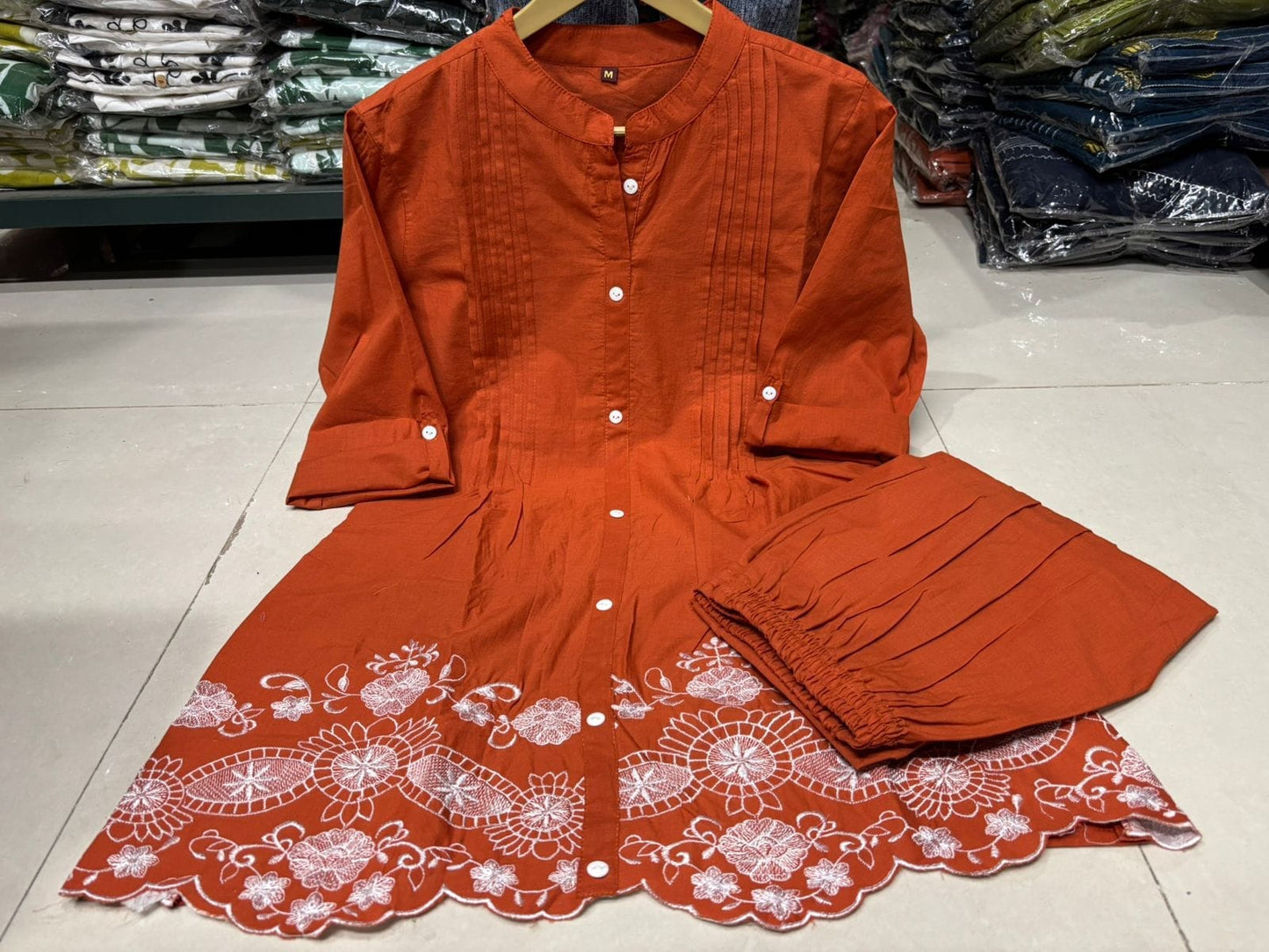 Elegant Embroidered Cotton Co-ord Set