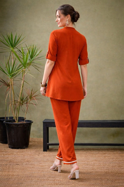 Elegant Embroidered Cotton Co-ord Set