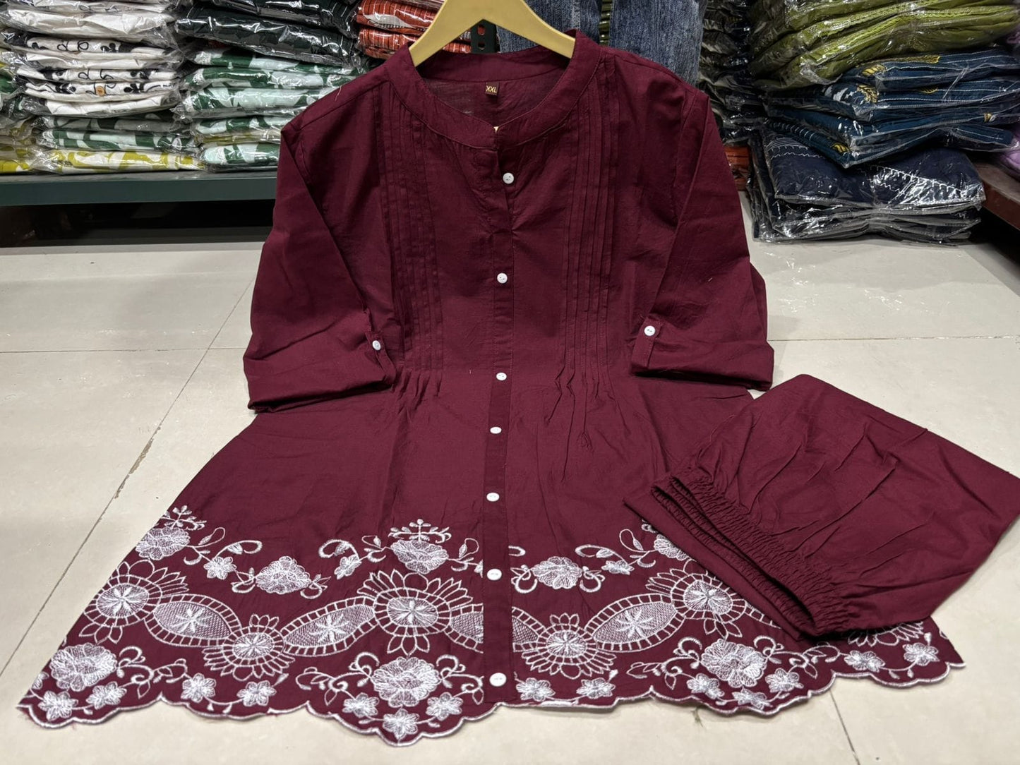 Elegant Embroidered Cotton Co-ord Set