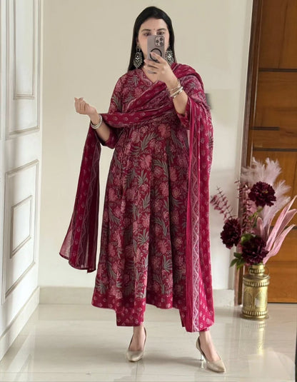 Premium Jaipuri Anarkali Cotton Kurta Set