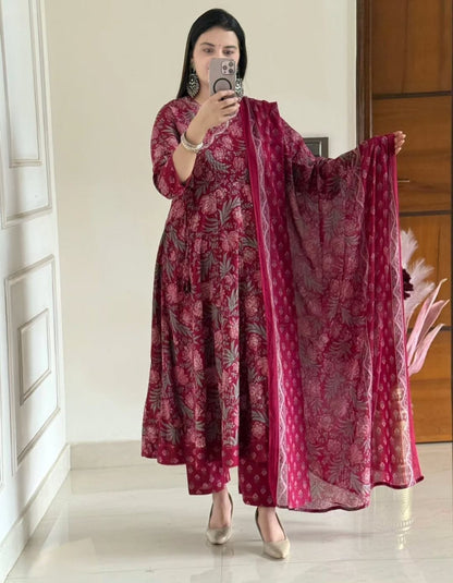 Premium Jaipuri Anarkali Cotton Kurta Set