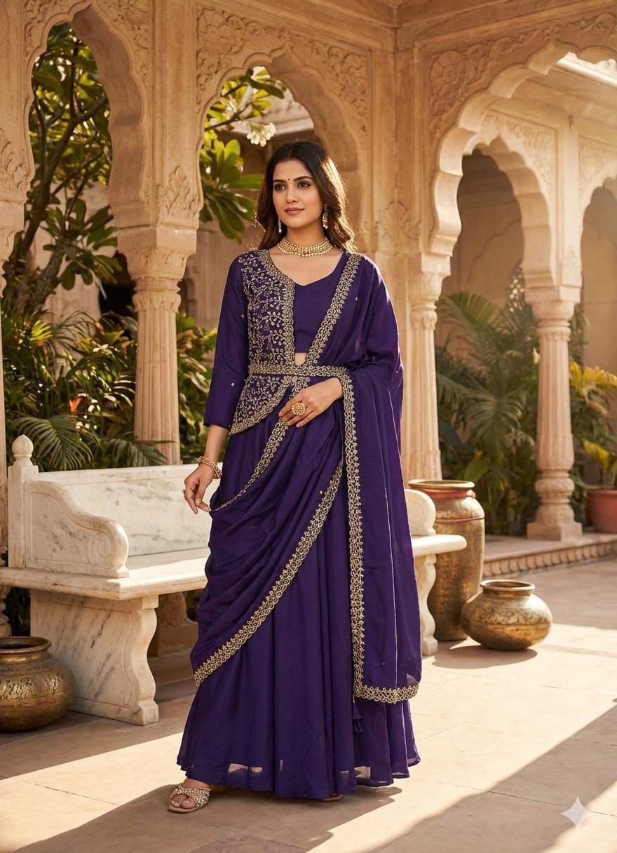 Stunning Designer Saree and Jacket-Style Blouse Combo