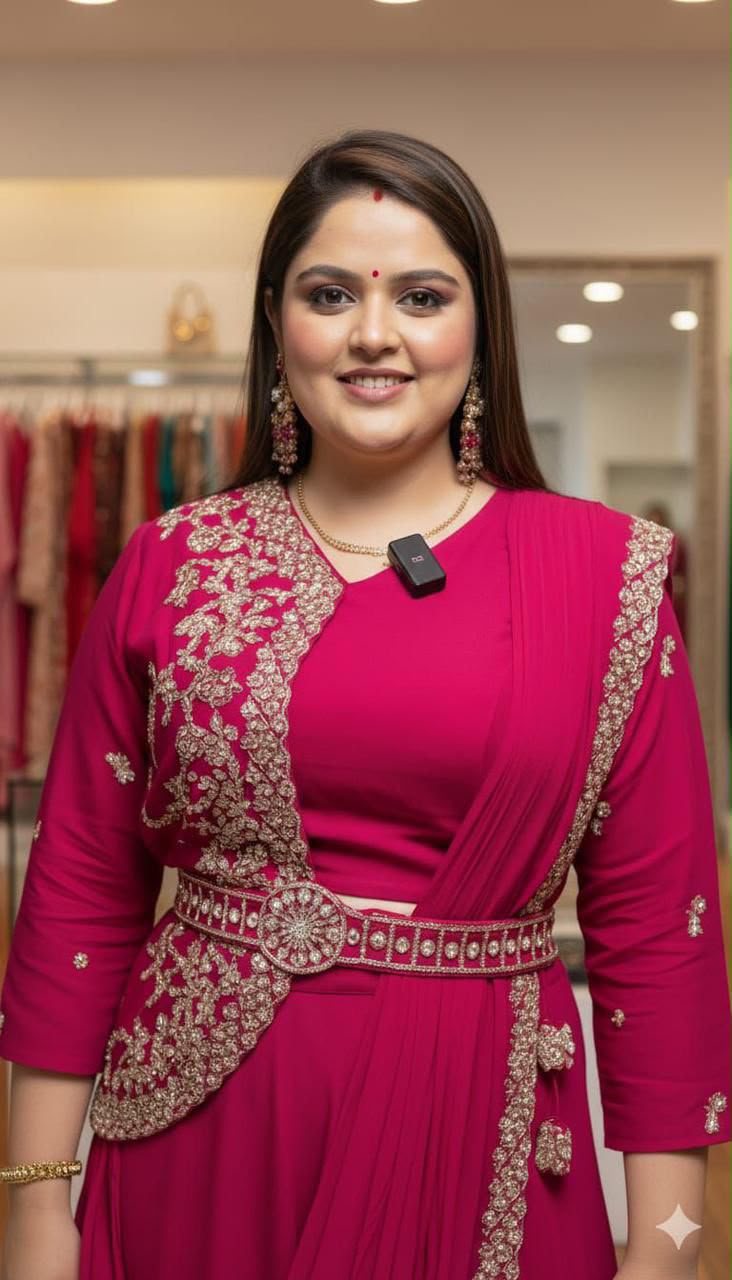 Stunning Designer Saree and Jacket-Style Blouse Combo