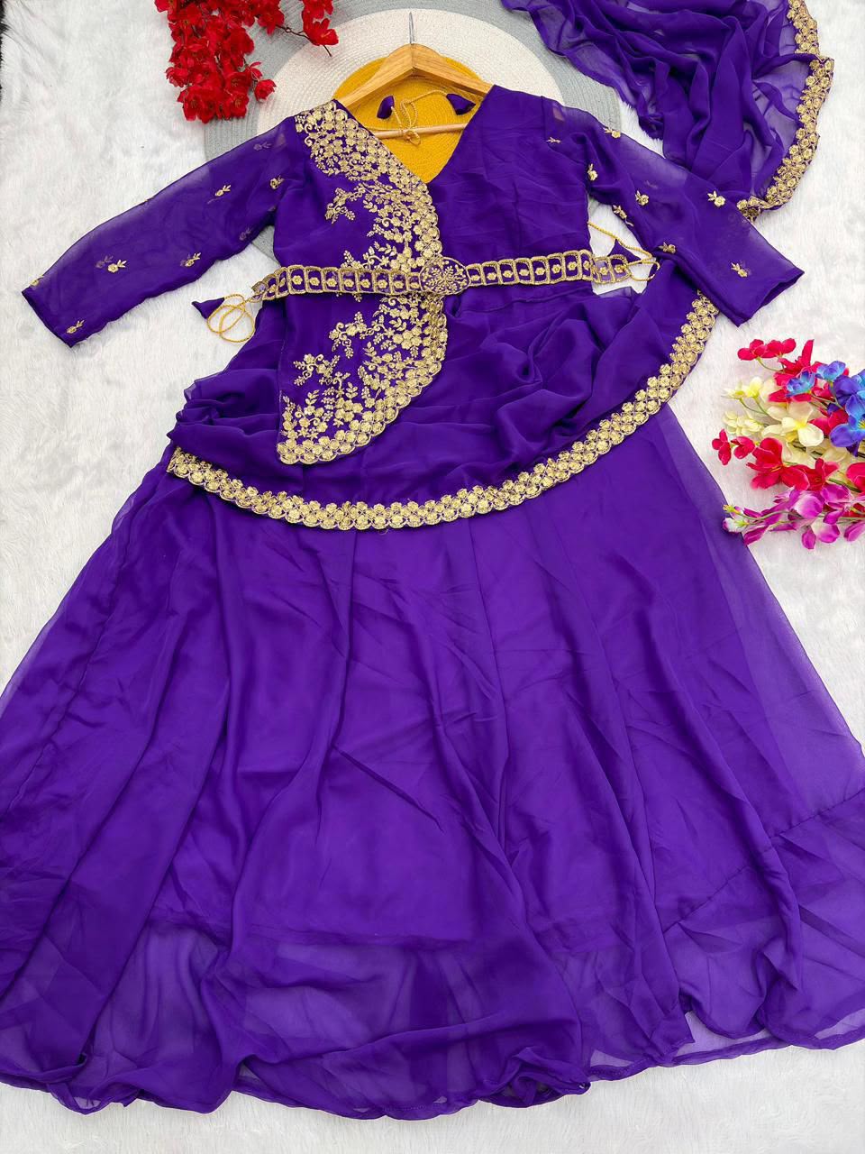 Stunning Designer Saree and Jacket-Style Blouse Combo