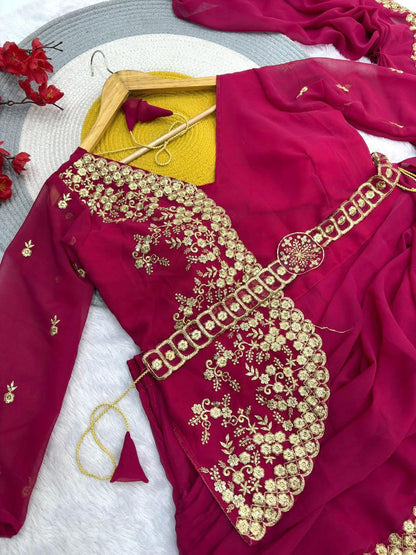 Stunning Designer Saree and Jacket-Style Blouse Combo