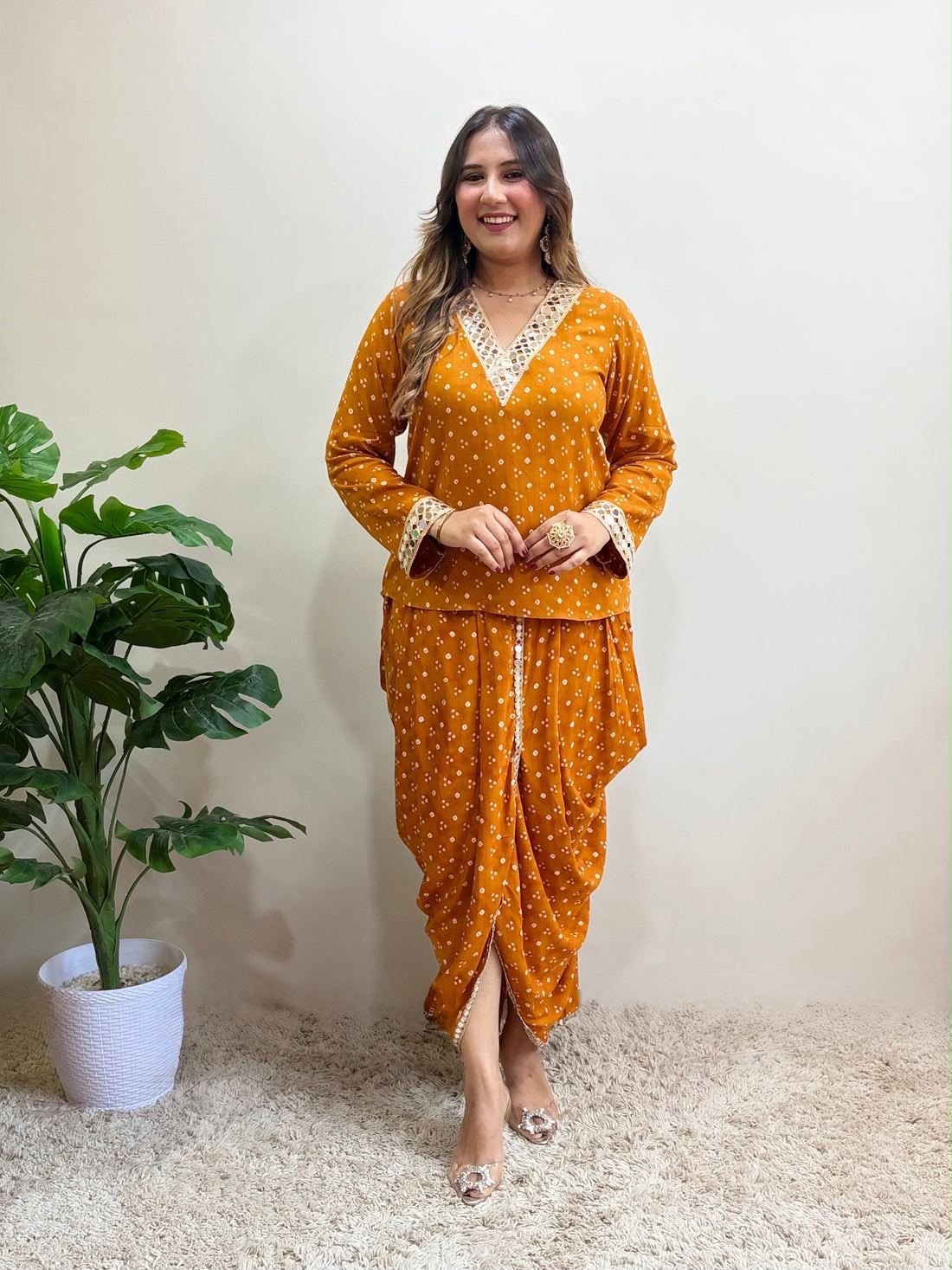 Stylish Muslin Silk Dhoti Co-Ord Set