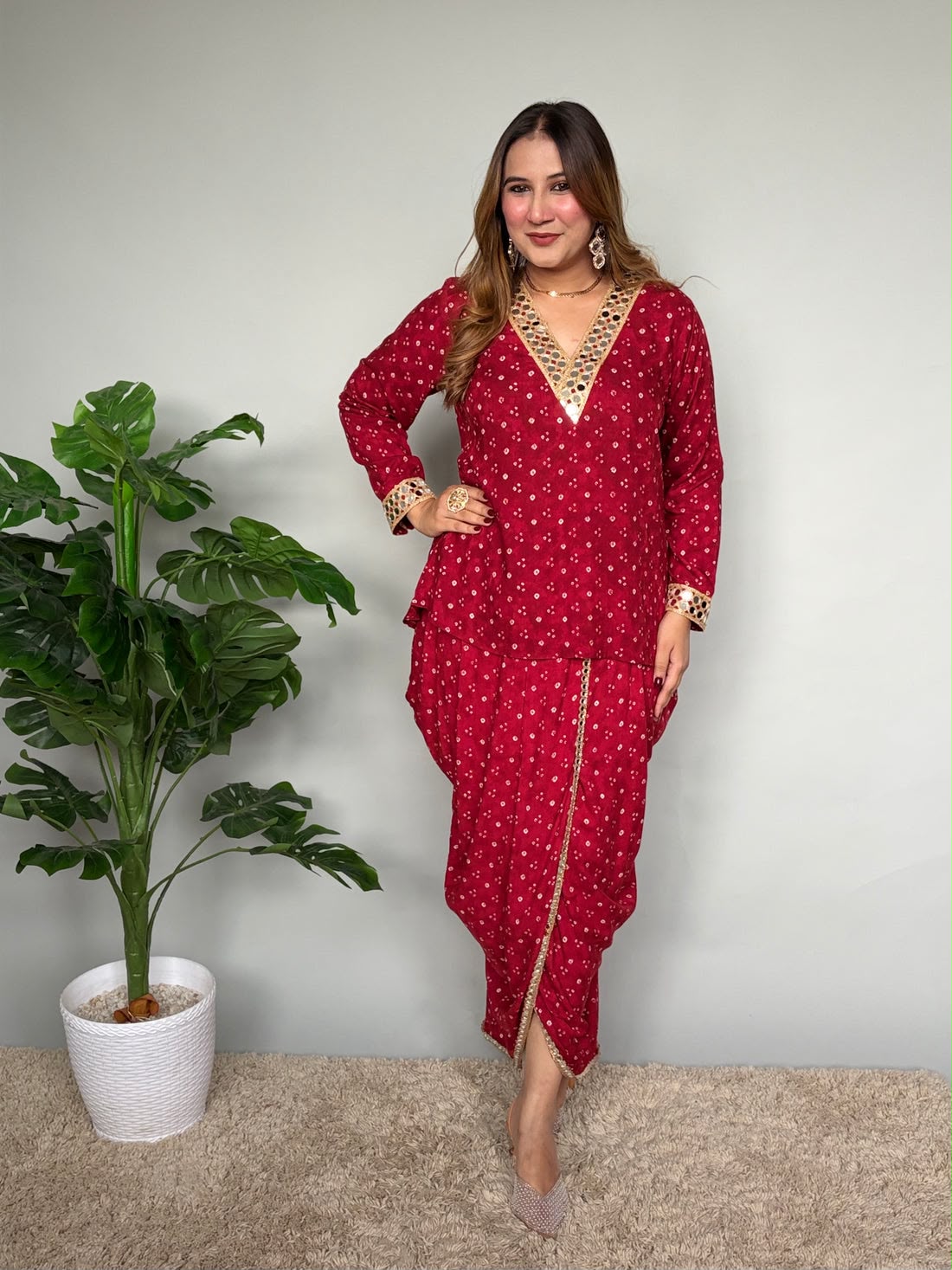 Stylish Muslin Silk Dhoti Co-Ord Set