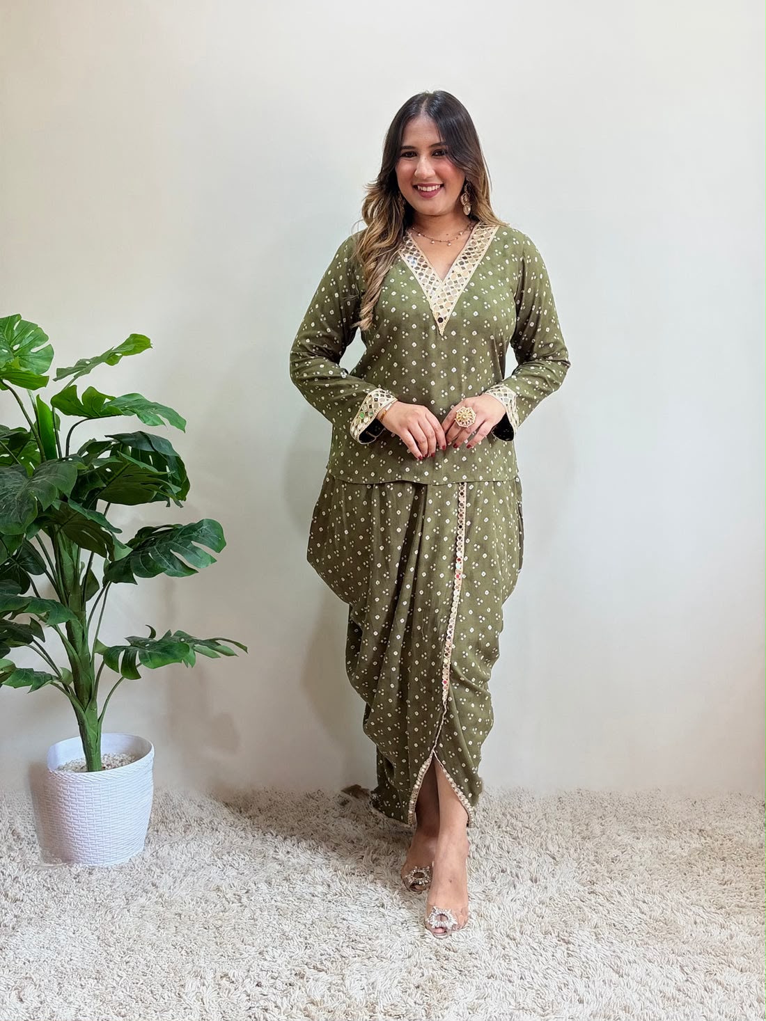 Stylish Muslin Silk Dhoti Co-Ord Set