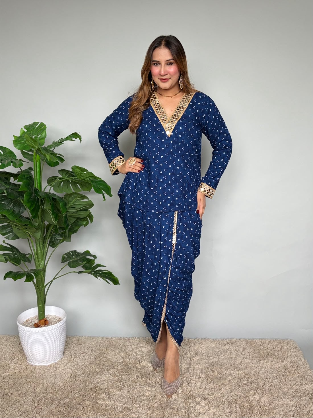 Stylish Muslin Silk Dhoti Co-Ord Set