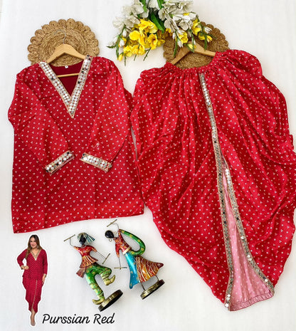 Stylish Muslin Silk Dhoti Co-Ord Set