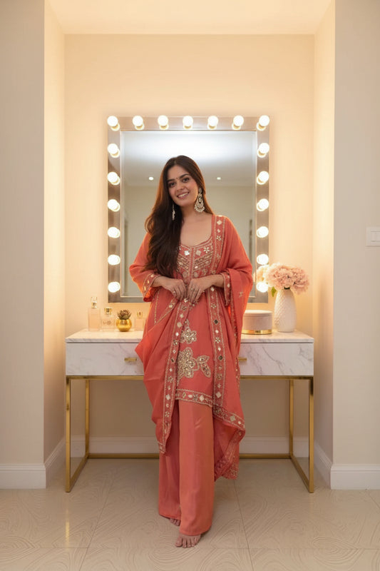 Exclusive Co-ord Set With Hand-Stitched Real Mirror Work