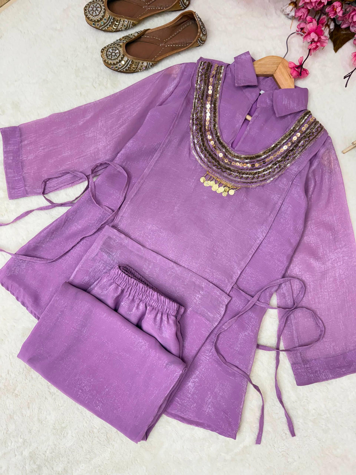Viral 3-Piece Kurti, Koti And Plazzo Co-ord Set