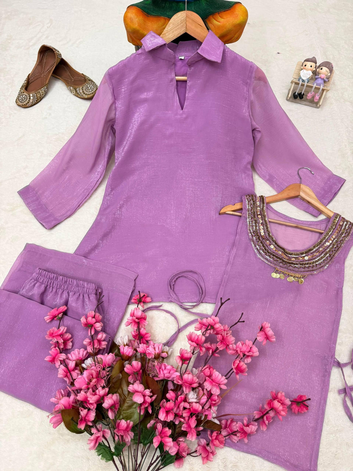 Viral 3-Piece Kurti, Koti And Plazzo Co-ord Set