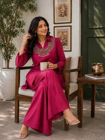 Viral 3-Piece Kurti, Koti And Plazzo Co-ord Set