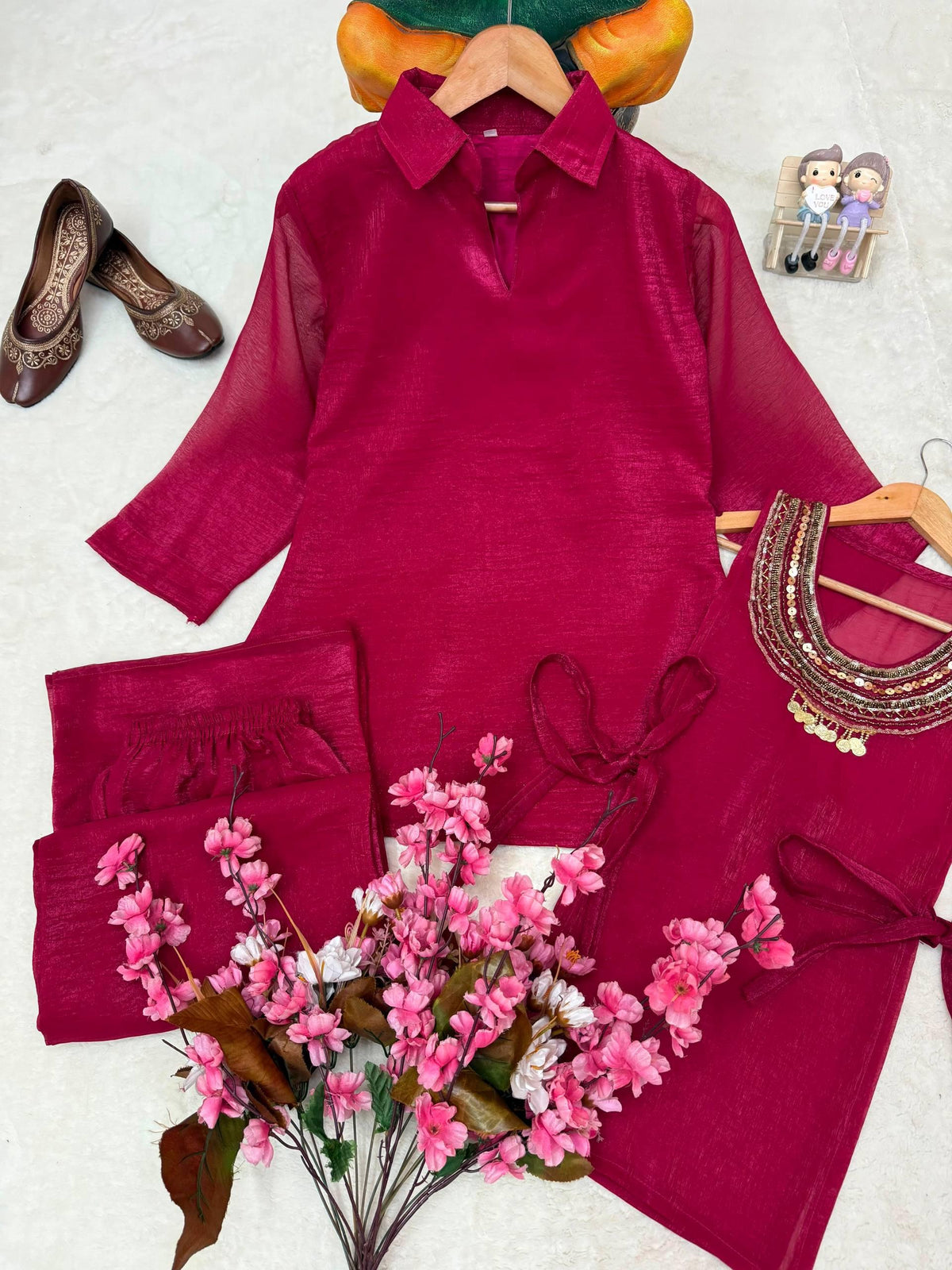 Viral 3-Piece Kurti, Koti And Plazzo Co-ord Set