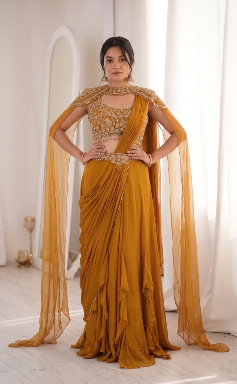 Stylish Mustard Yellow Lehenga Choli Set