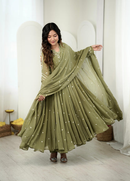 Designer Gown Set With Intricate Embroidery