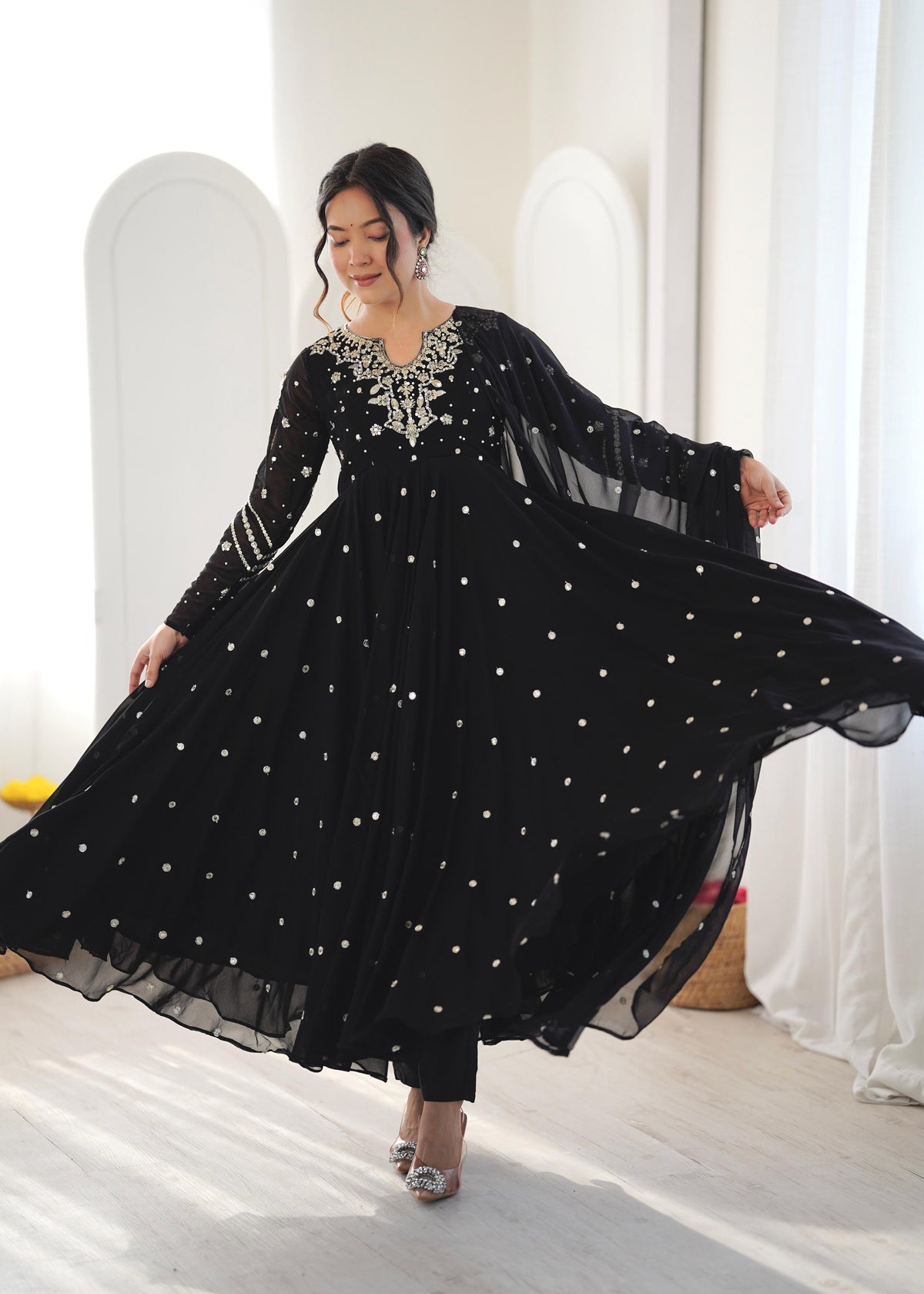Designer Gown Set With Intricate Embroidery