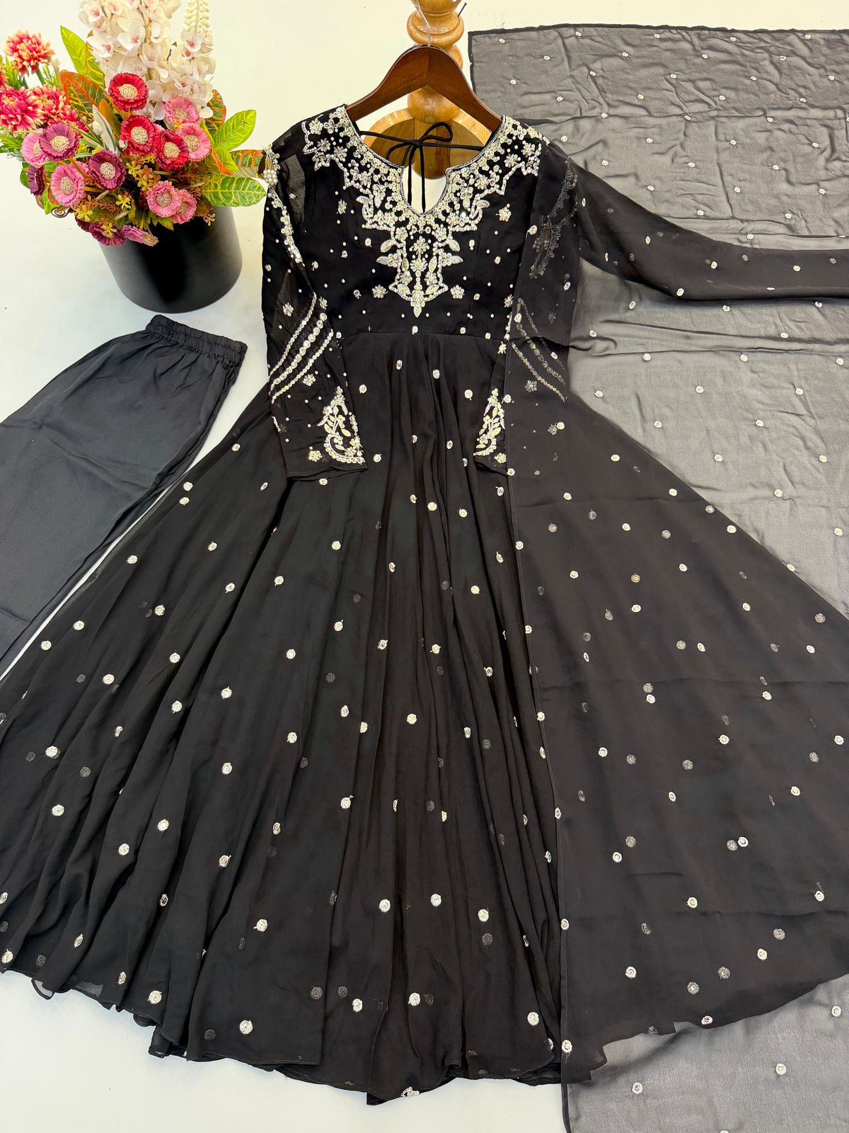 Designer Gown Set With Intricate Embroidery