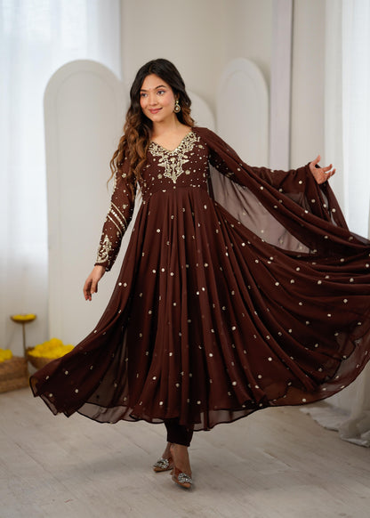 Designer Gown Set With Intricate Embroidery