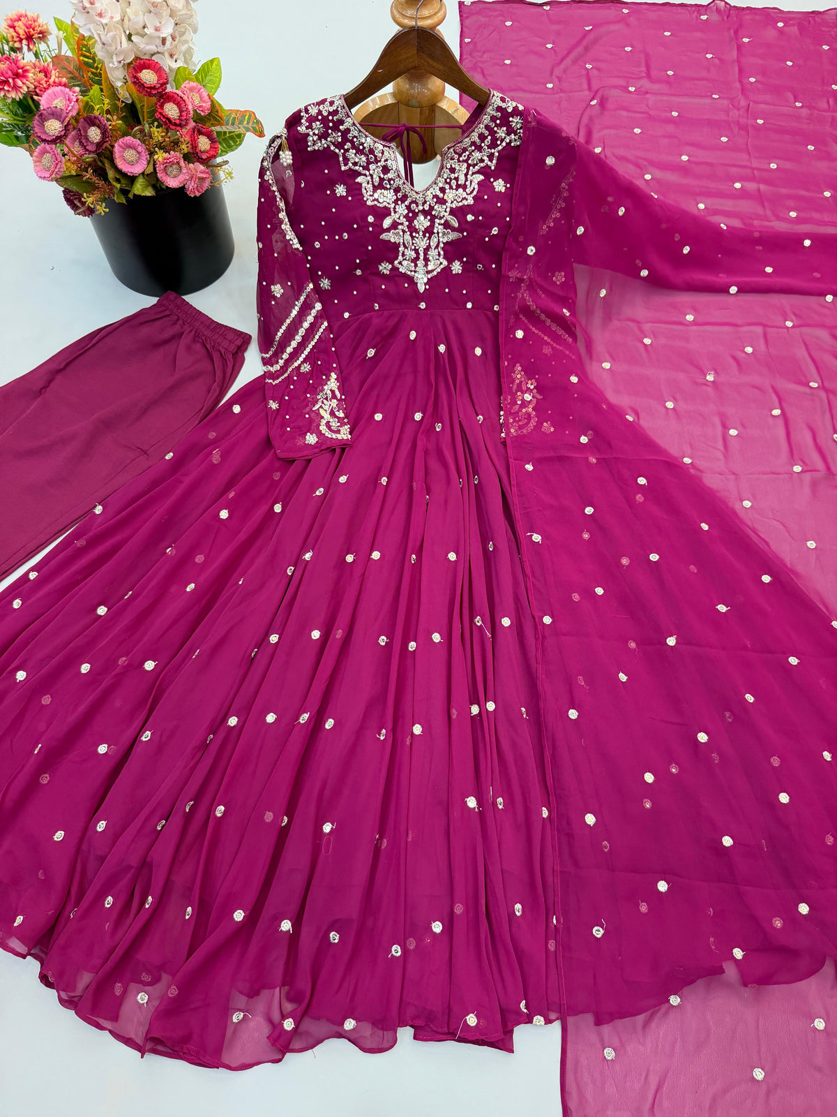 Designer Gown Set With Intricate Embroidery
