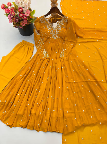 Designer Gown Set With Intricate Embroidery