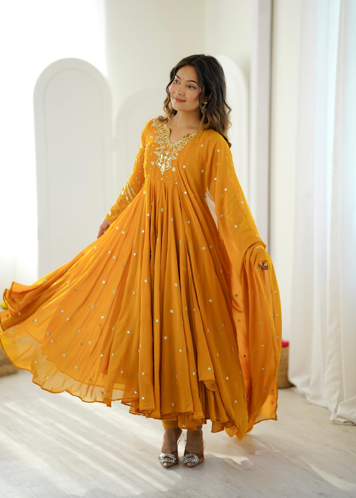 Designer Gown Set With Intricate Embroidery