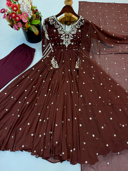 Designer Gown Set With Intricate Embroidery