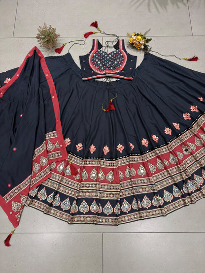 Navratri Edit: Designer Black Real Mirror Lehenga Choli