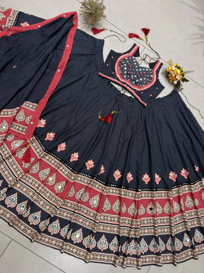 Navratri Edit: Designer Black Real Mirror Lehenga Choli