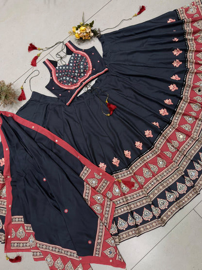 Navratri Edit: Designer Black Real Mirror Lehenga Choli
