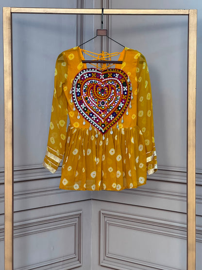 Navratri Edit Bandhani Top Kutchi Gamthi Patchwork