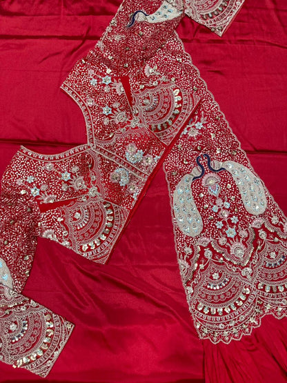 Super Trending Red Sequence Work Ready-to-Wear Saree