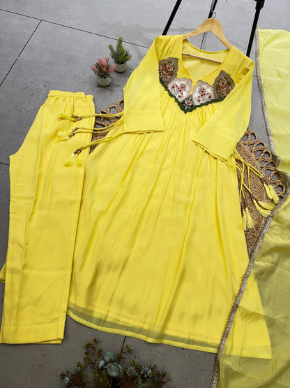 Exclusive Hand Work Mul Chanderi Gown Set