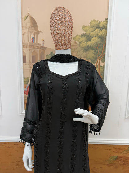 Stylish Rangoli Silk 3-Piece Kurta Palazzo Set