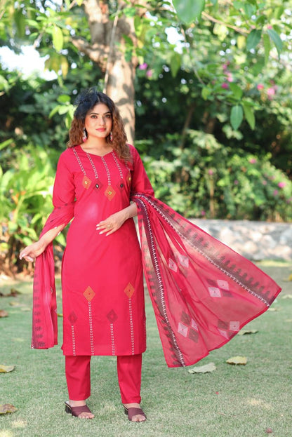 New Designer Cherry Mul Cotton Kurta Set