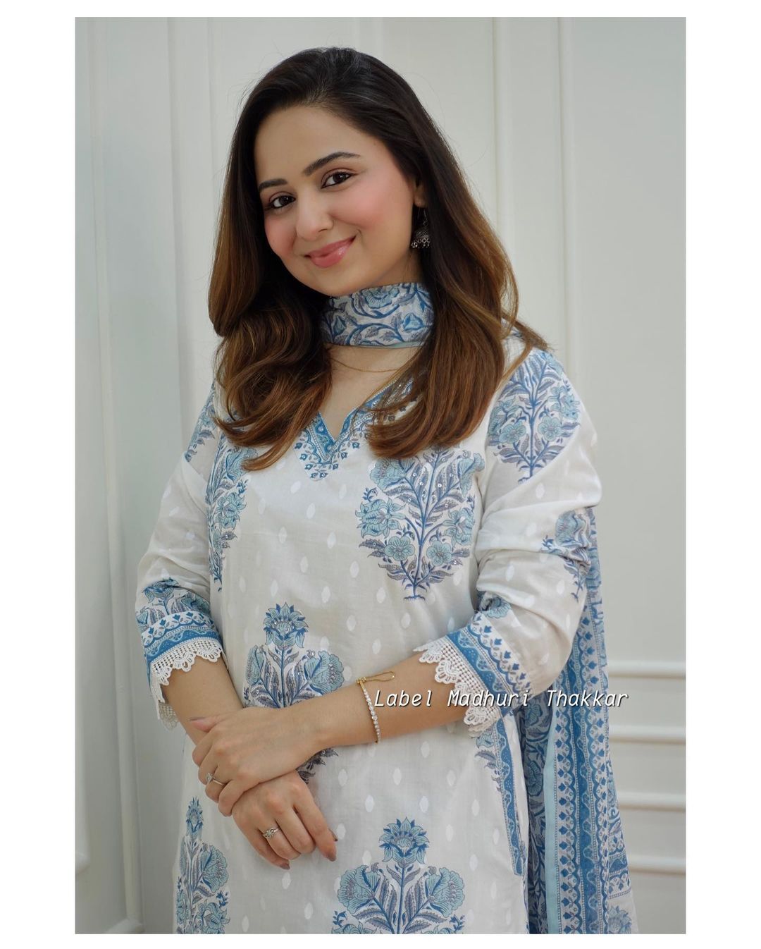 Blue Summer Love Anarkali Cotton Kurta Set