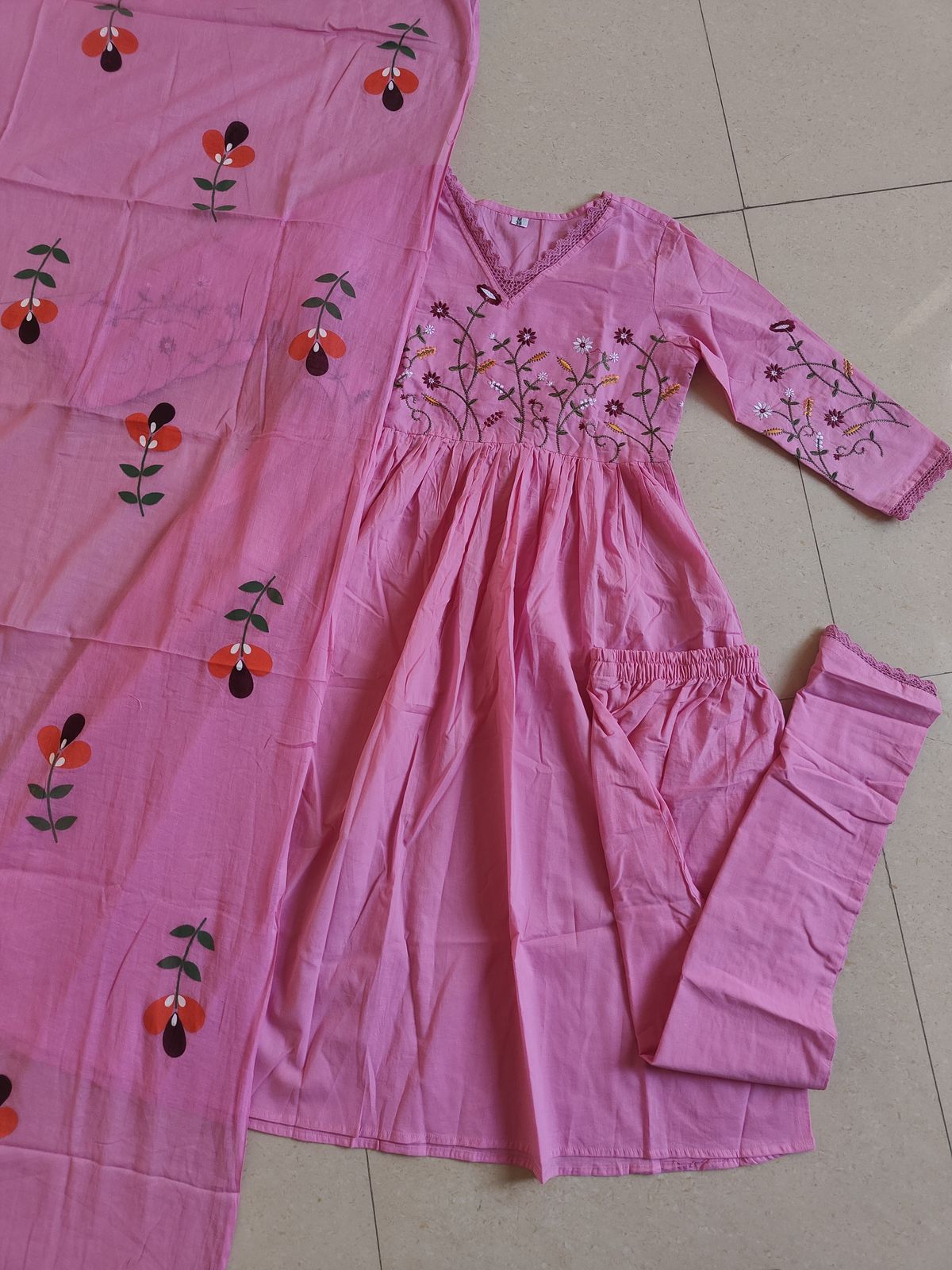 Elegant Embroidered Straight Cotton Kurta Set