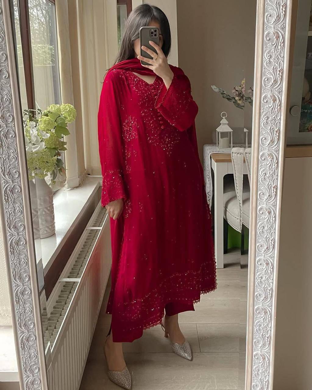 Stunning Sequence Embroidered 3-Piece Plazzo Set