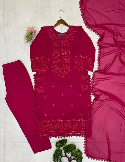 Stunning Sequence Embroidered 3-Piece Plazzo Set