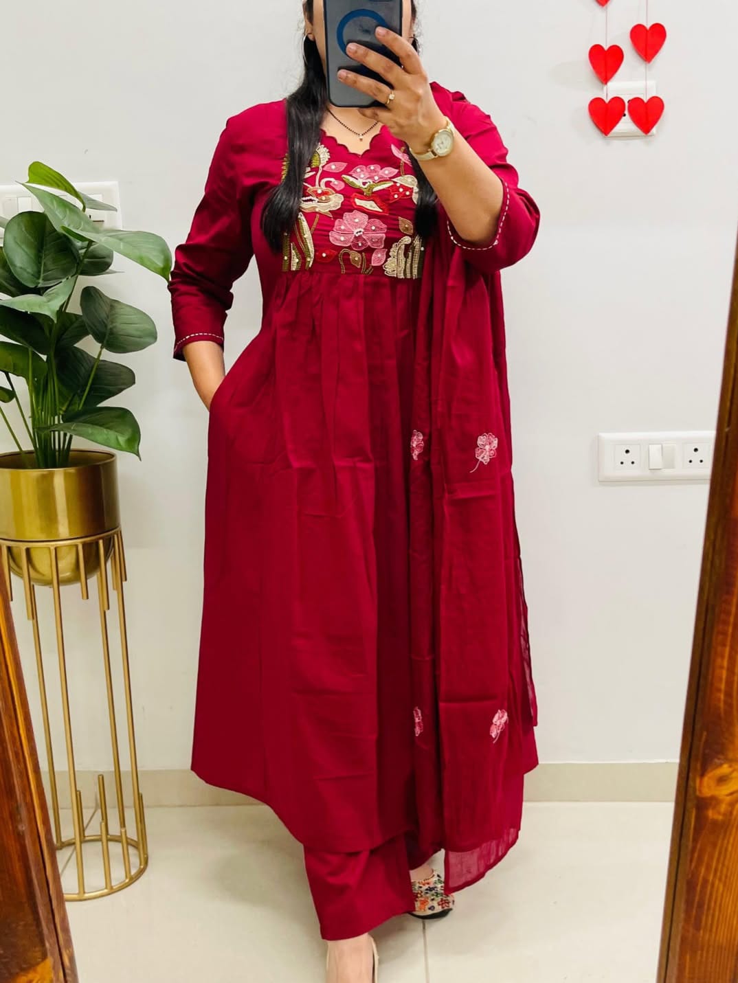 Elegant Anarkali Applique Work Kurta Set