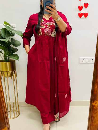 Elegant Anarkali Applique Work Kurta Set