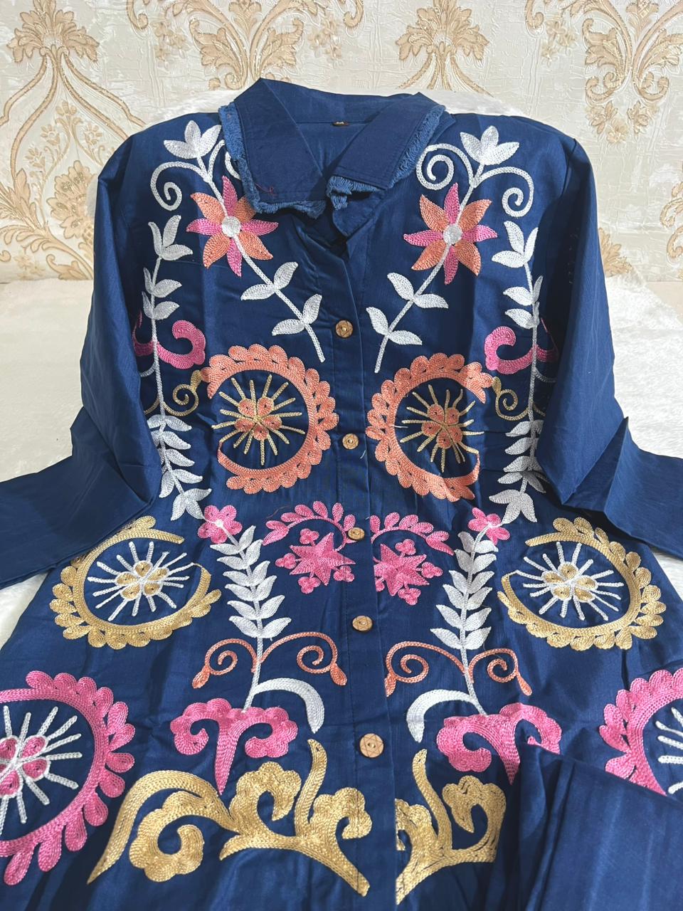Elegant Solid Embroidered Co-ord Set