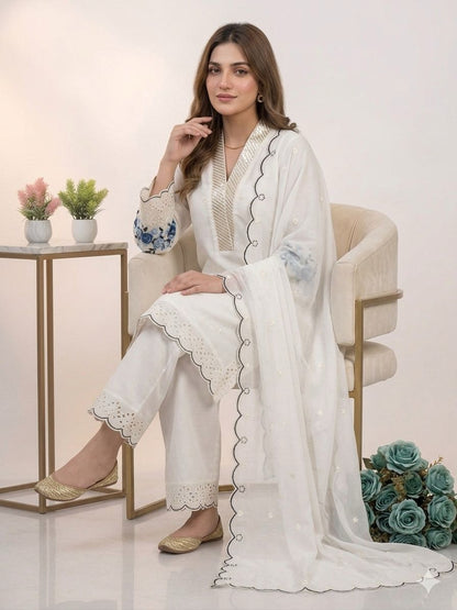 Elegant Embroidered Mal Chanderi Kurta Set