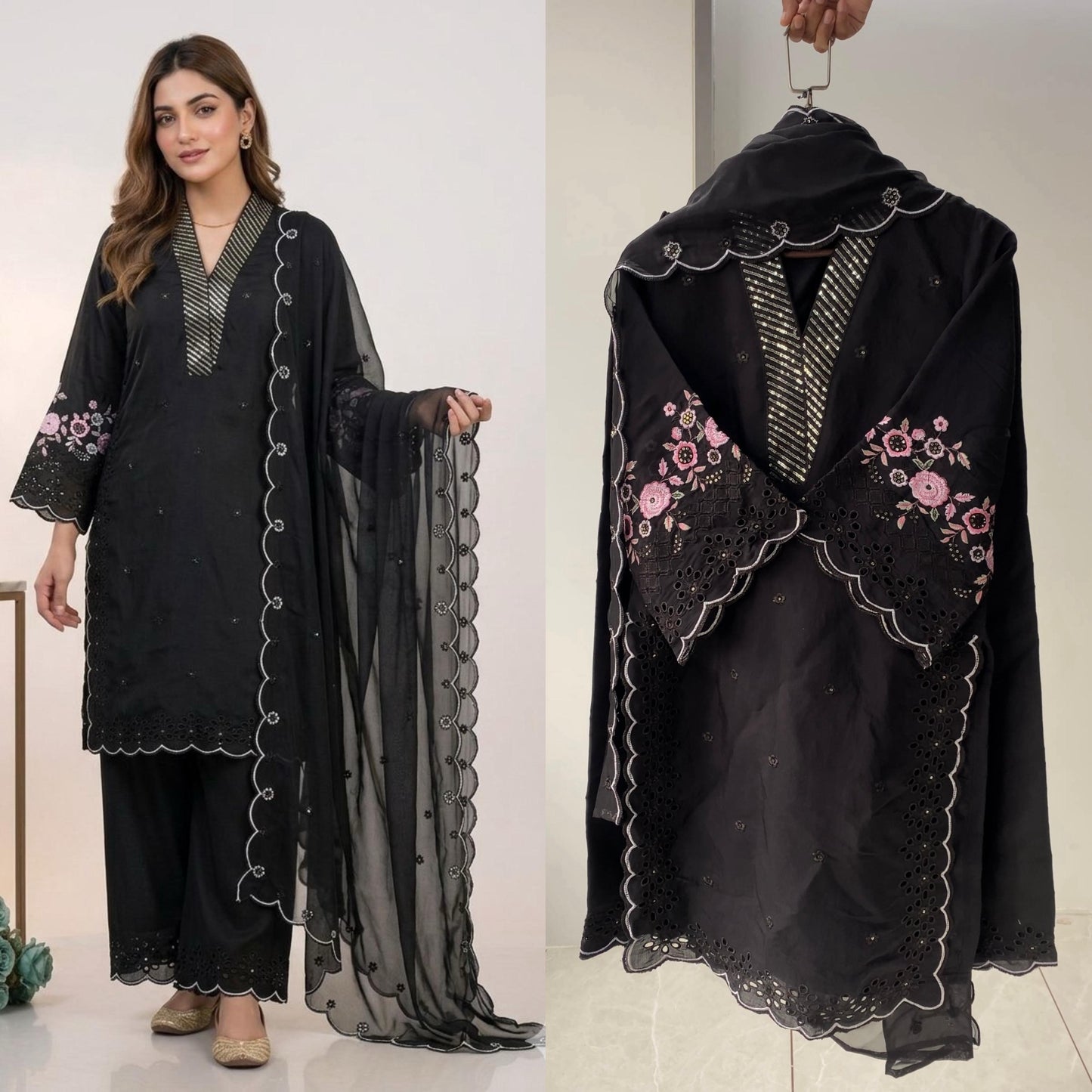 Elegant Embroidered Mal Chanderi Kurta Set